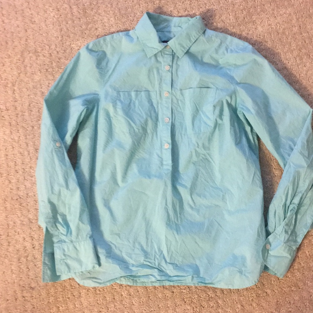 Talbots Petite Blue Botton Down Top